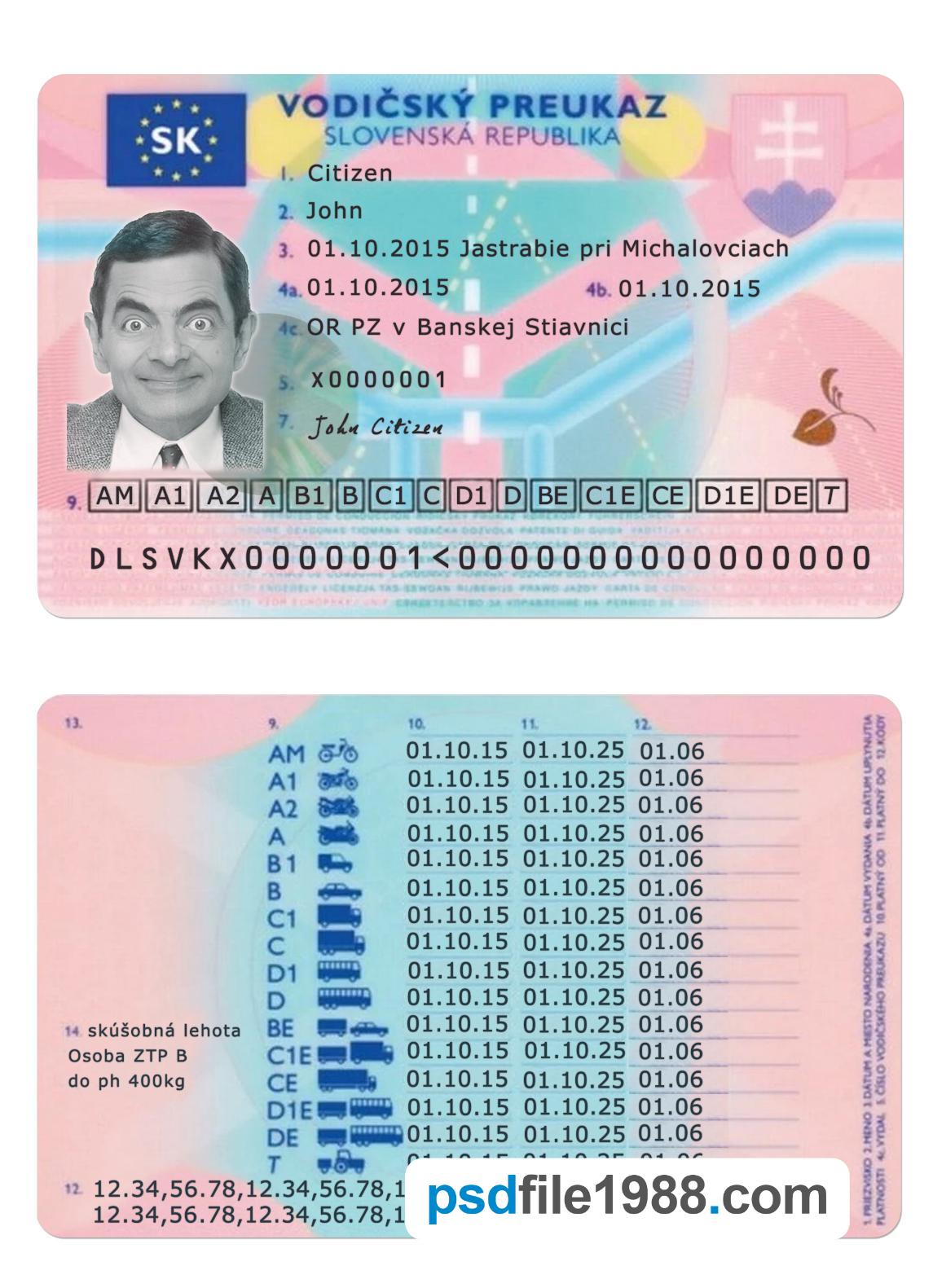 Slovakia Driving License